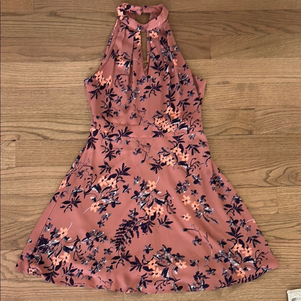 Floral Halter Neck Dress - Pink